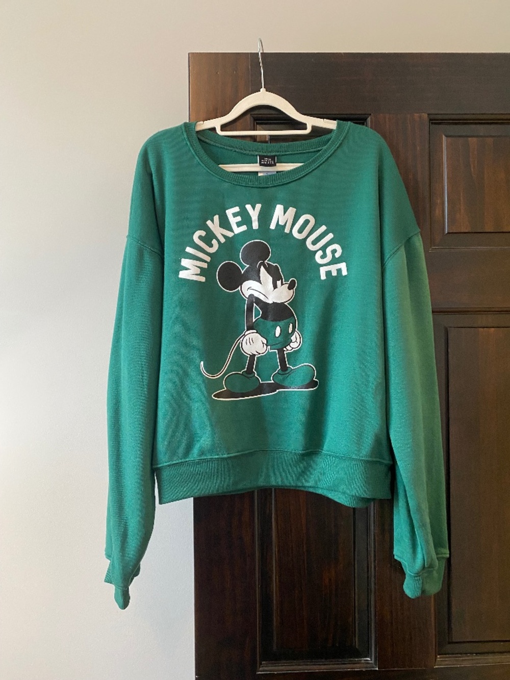 Disney Mickey Mouse Green Graphic Sweatshirt XL Fleece Lined Pullover
